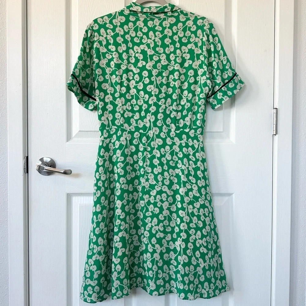 Dalton Silk Crepe Wrap Dress in Green Floral Print